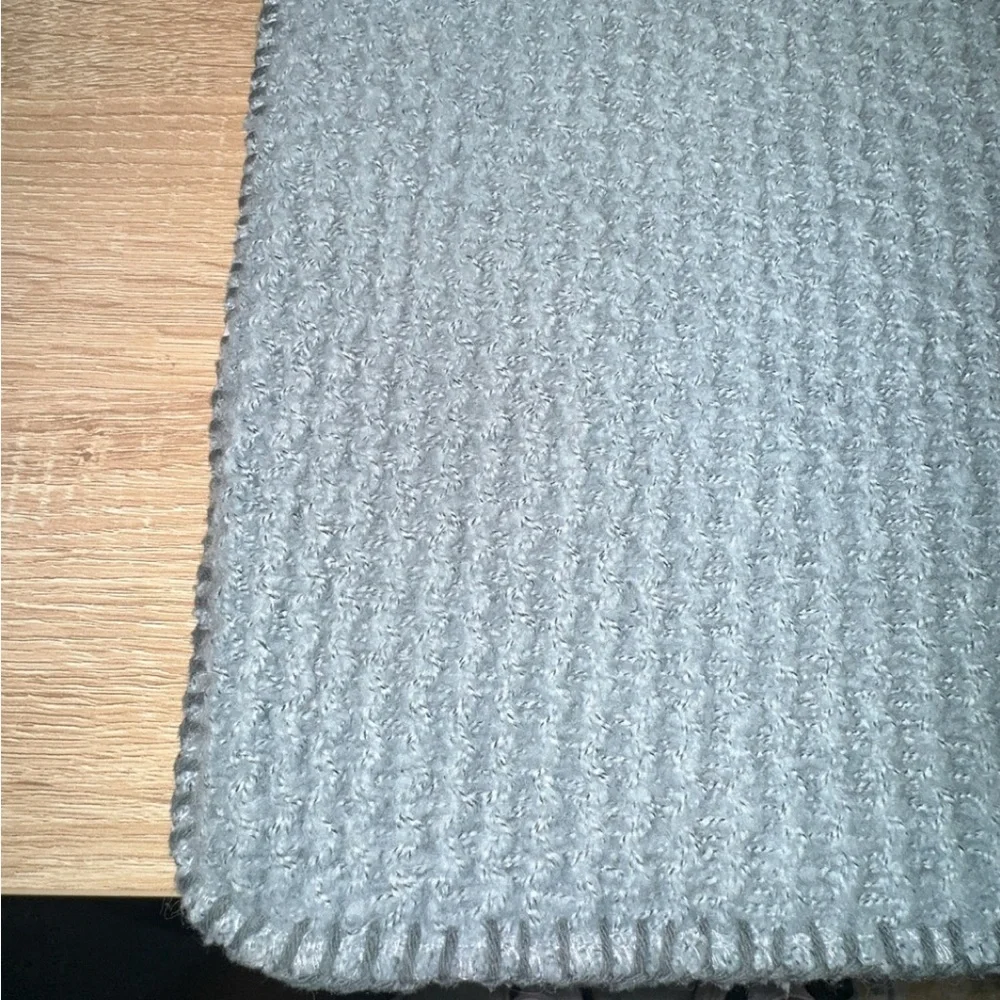 Set of 2 Pottery Barn Dusty Blue Thermal Sherpa Back Knit Pillow‎ Covers 24 x 24